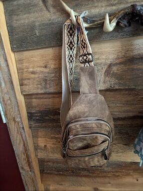 Casual Brown Canvas Sling Bag for Men